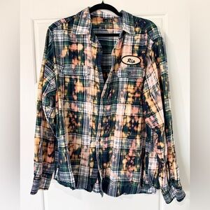 Boutique Yellowstone Rip Plaid Button Up Shirt XL